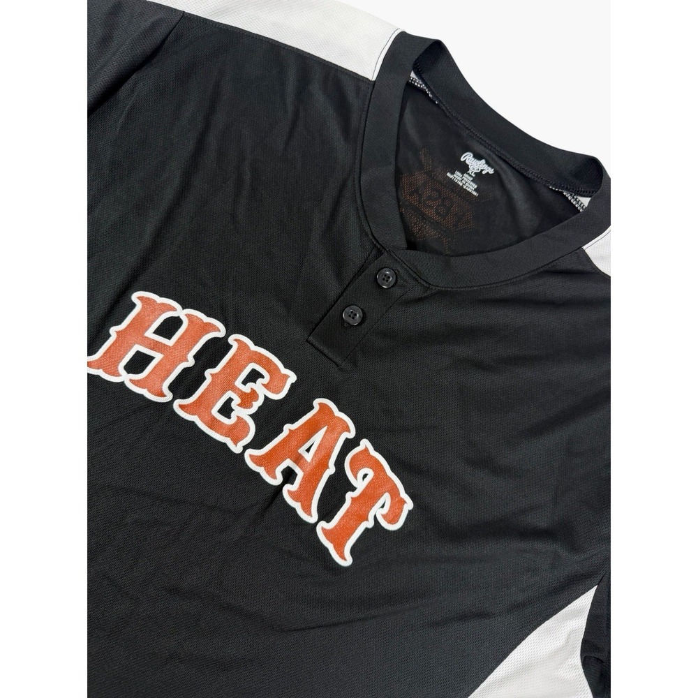 Rawlings Heat Baseball Jersey Shirt Mens XL Black Orange #12 Henley Athletic